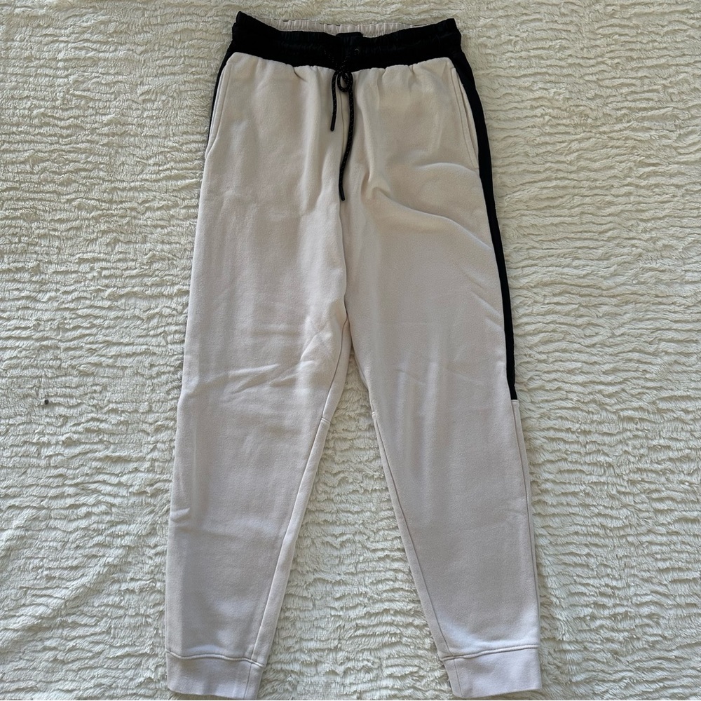 H&M White and Black Jogger Sweatpants with Tapered Fit